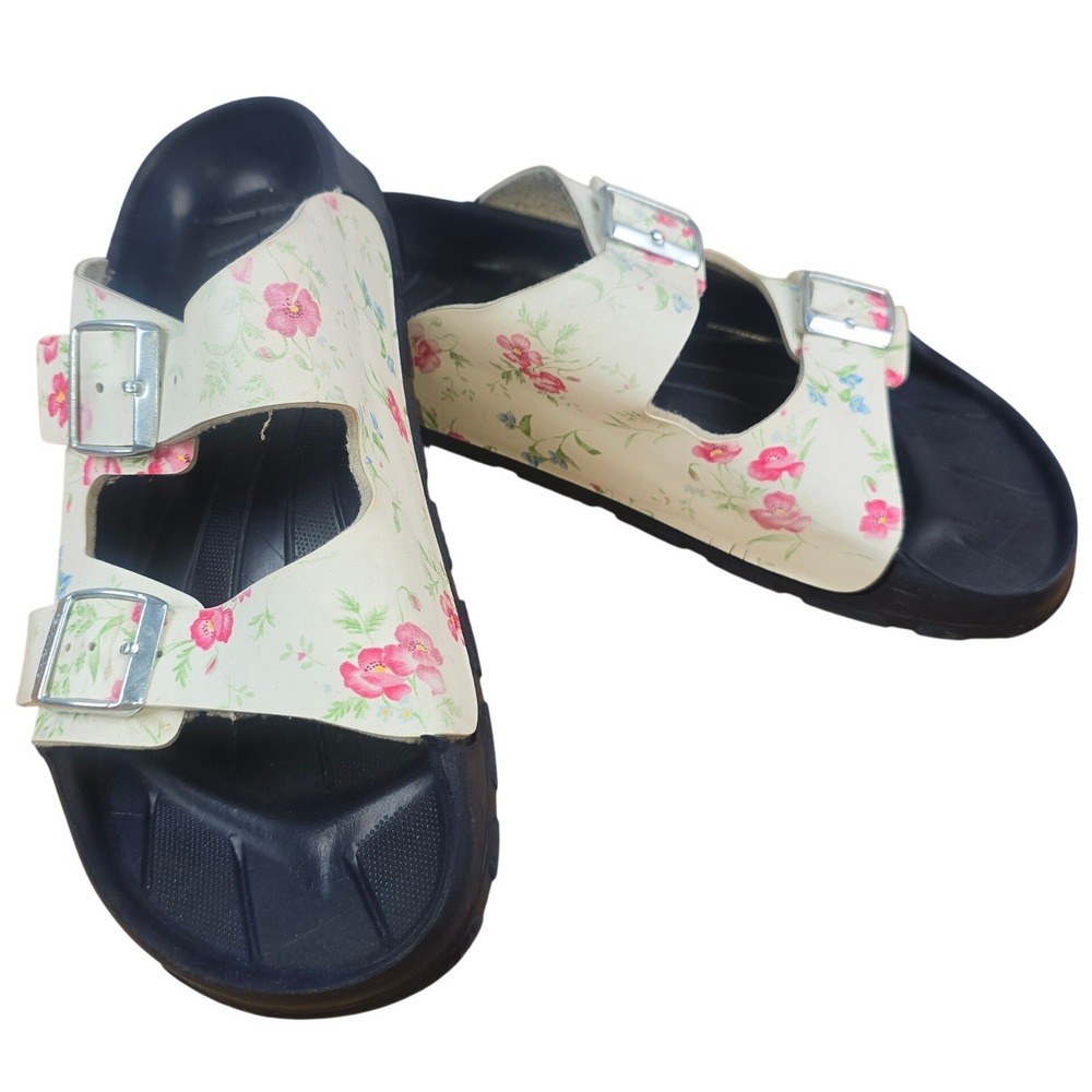 Birki's Birkenstock White/Pink Rose Double-Buckle Adjustable Sandal Size 42